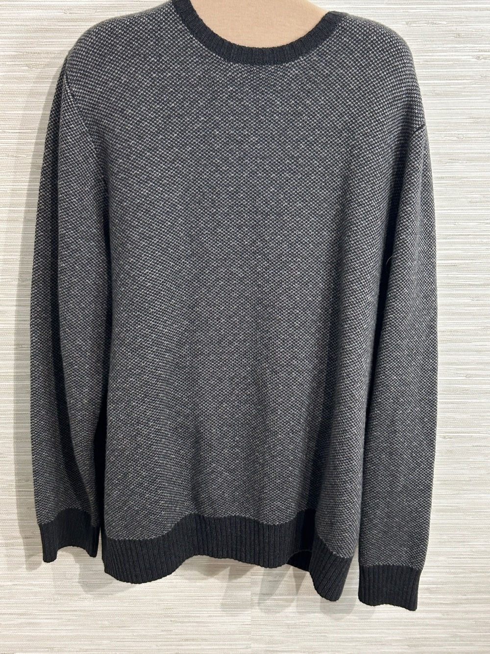 Marine Layer Enzo Mens XL Black Gray Crewneck Sweater Cotton Blend Wool Soft